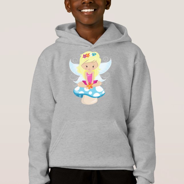 Cute Fairy, Magic Fairy, Blonde Hair, Mushroom T Shirt (Framsida)