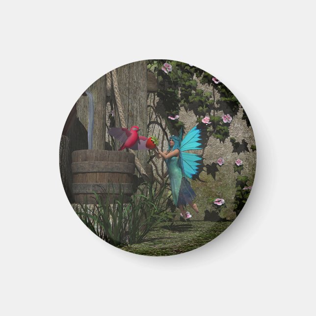 Cute Fairy Matar ett fåglar Magnet (Framsidan)