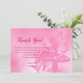 Cute Fairy Mushroom och Flower Baby Shower Tack Kort