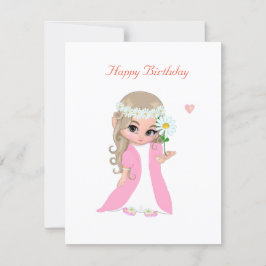 Cute Fairy on White Birthday Kort