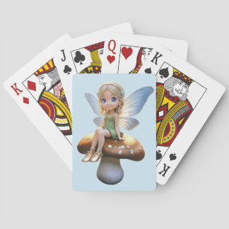 Cute Fairy på ett svamp-uppspelningskort Casinokort