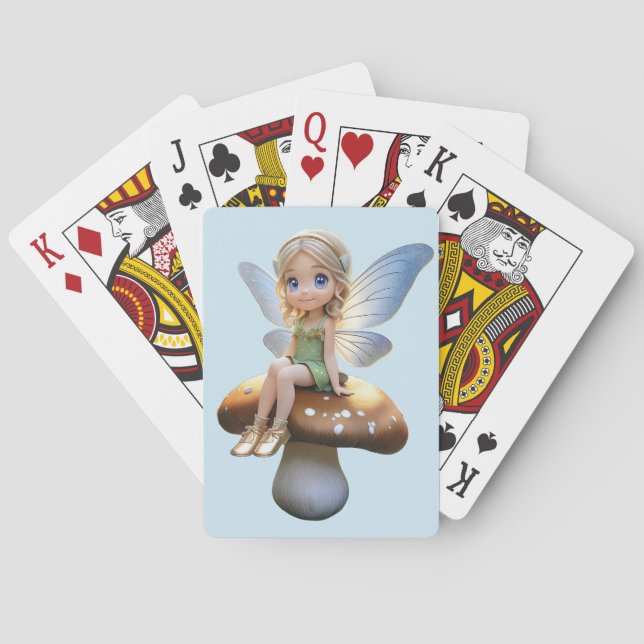Cute Fairy på ett svamp-uppspelningskort Casinokort (Baksidan)