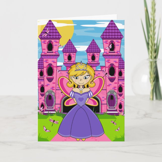 Cute Fairy Princess Greeting Card Kort (Framsida)
