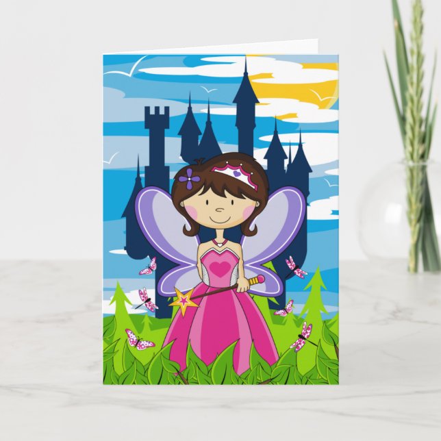 Cute Fairy Princess Greeting Card Kort (Framsida)