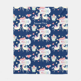 Cute Fairy Princess och Unicorn Kids Fleecefilt