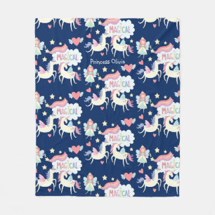 Cute Fairy Princess och Unicorn Kids Fleecefilt
