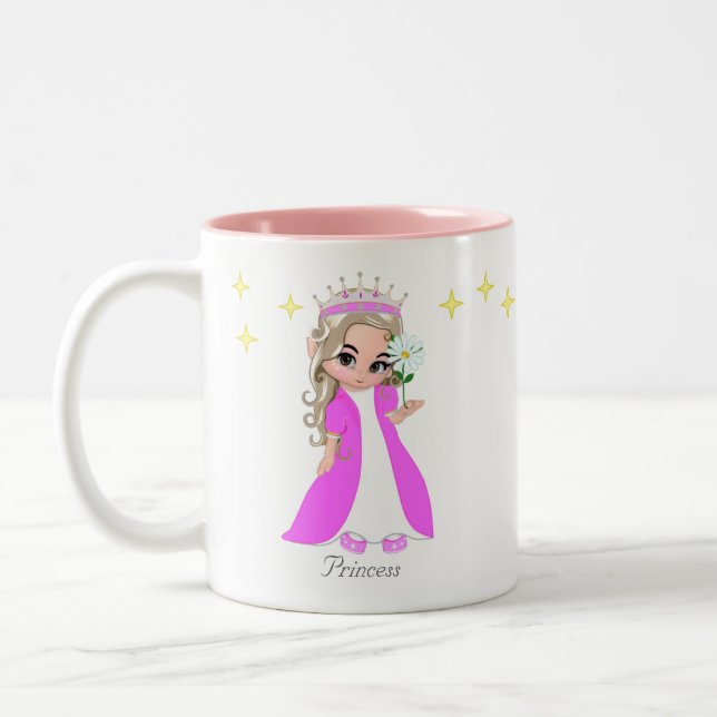 Cute Fairy Princess & Stars Two-Tone Coffee Mugg (Vänster)