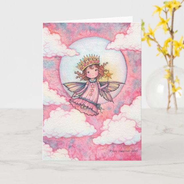 Cute Fairy Princess Tillfällen Card Kort (Gul blomma)