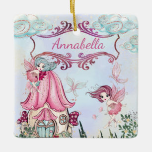 Cute Fairy Tale Garden med eget namn Julgransprydnad Keramik
