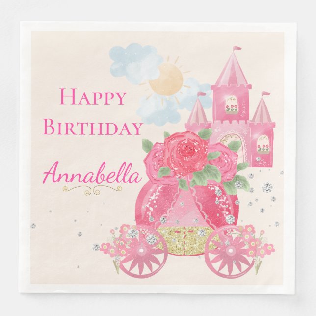 Cute Fairy Tale Rosa Princess Party Pappersservett (Framsida)