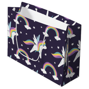 Cute Fairy Unicorn + regnbåge blå bakgrund