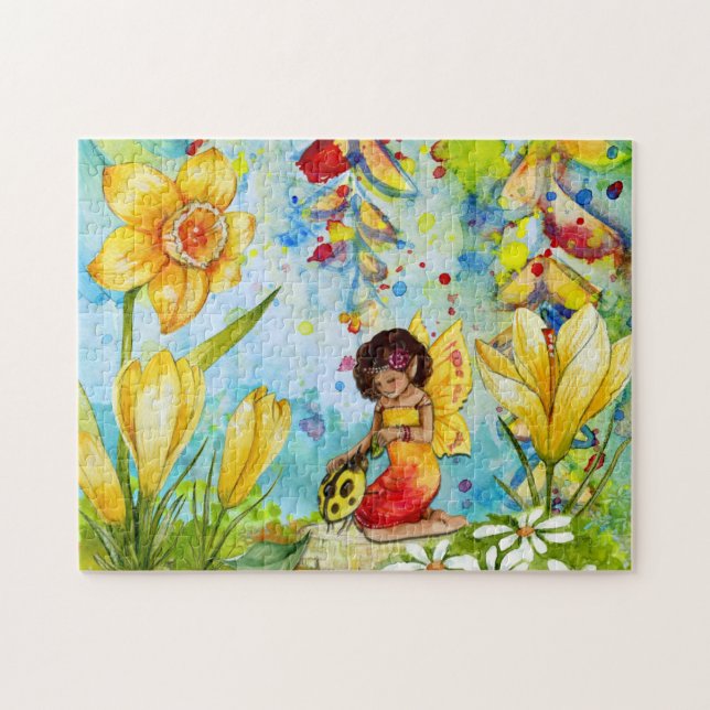 Cute Fairy with a Ladybug_GC - Jigszawa Puzzle Pussel (Horisontell)
