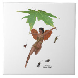 Cute Fairy with Brown Vingar Ceramic Tile Kakelplatta