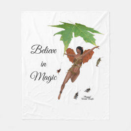 Cute Fairy with Brown Vingar Fleece Blanket