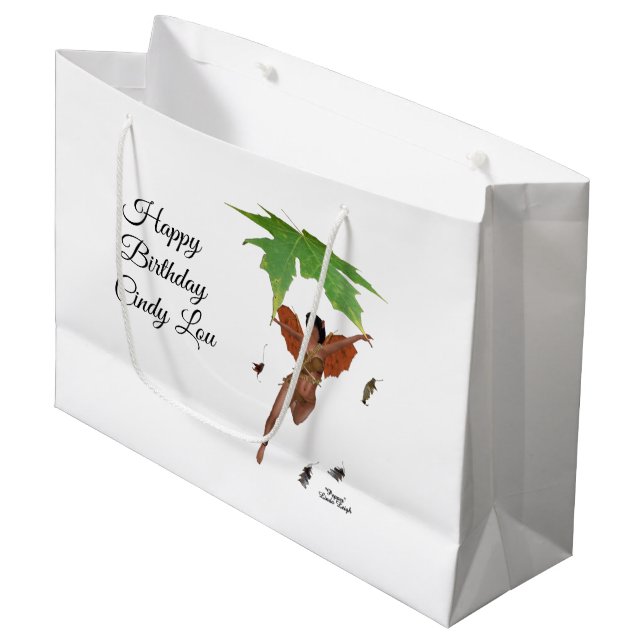 Cute Fairy with Brown Vingar Gift Bag (Framsidan Vinklad)