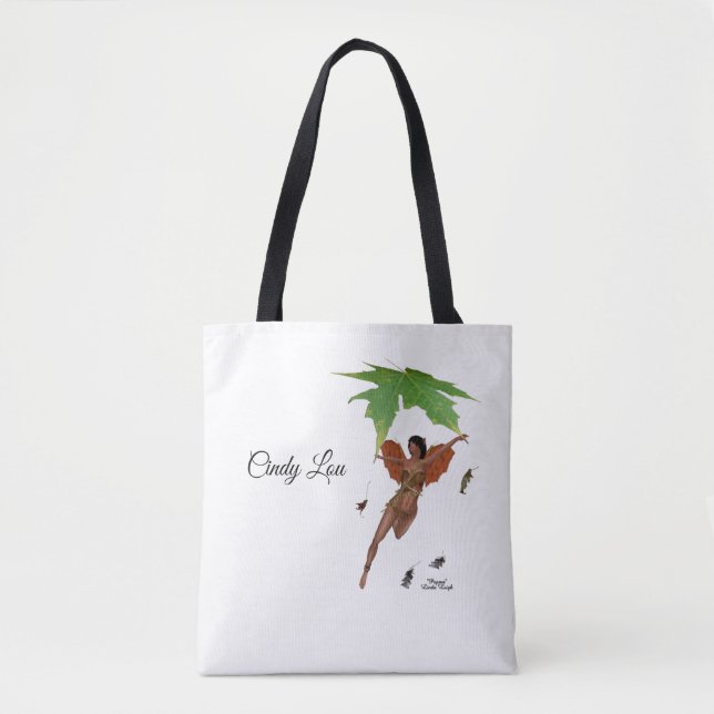 Cute Fairy with Brown Vingar Tote Bag Tygkasse (Framsida)