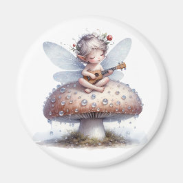 Cute Fairy with Viola on Mushroom Magnet