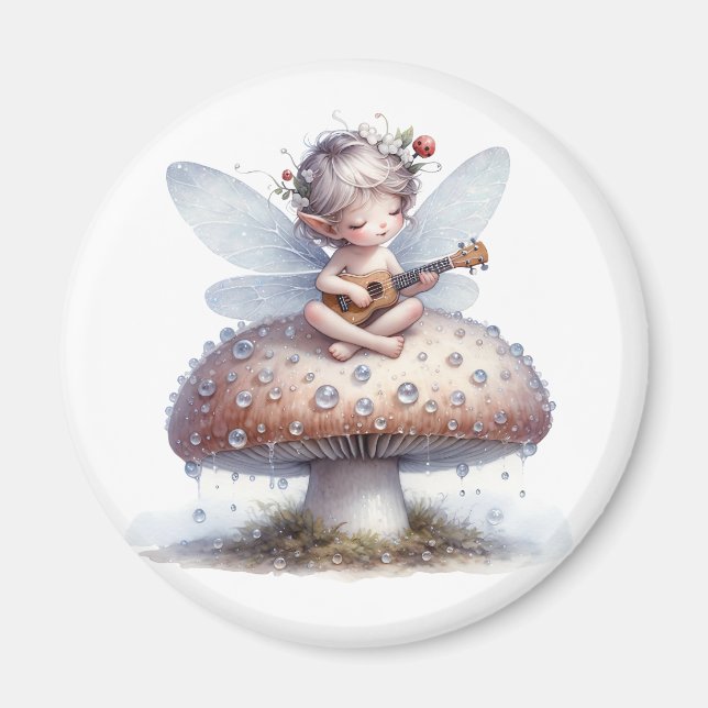 Cute Fairy with Viola on Mushroom Magnet (Framsidan)