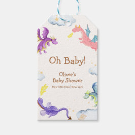 Cute Fairytale Magic Dragon Baby Shower Presentetikett