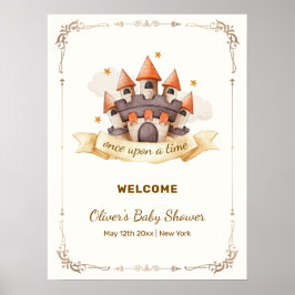 Cute Fairytale Prince Castle Baby Shower Welcome Poster
