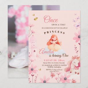 Cute Fairytale Princess Birthday Inbjudningar