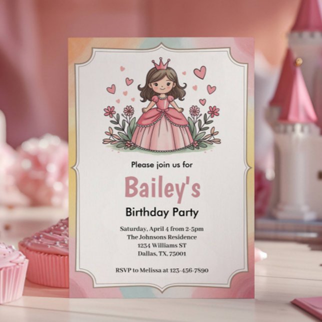 Cute Fairytale Princess Girl Birthday Inbjudningar (Skapare uppladdad)