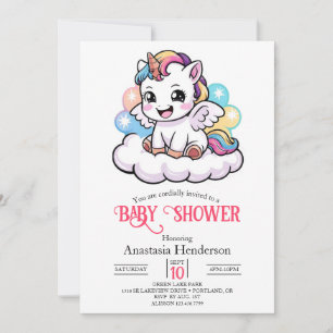 Cute Fairytale Unicorn Baby Shower Inbjudningar