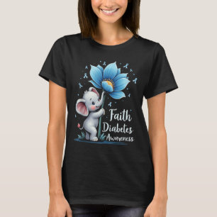 Cute Faith Elephant Diabetes Awareness Retro Sunfl T Shirt