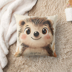 Cute Fall Animal Hedgehog Personlig Namn Kids Kudde