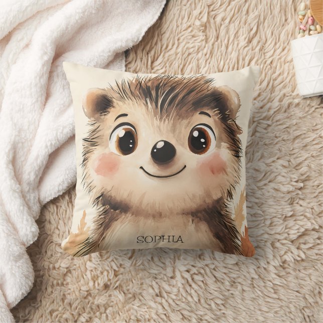 Cute Fall Animal Hedgehog Personlig Namn Kids Kudde (Filt)