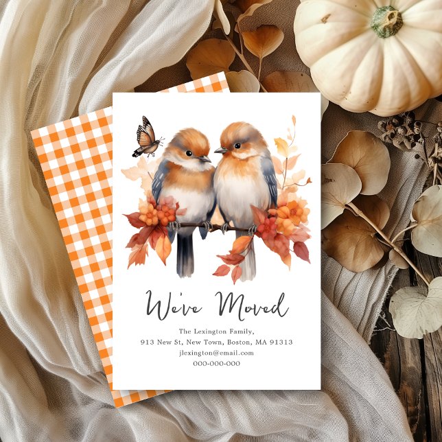 Cute Fall Birds | Vi har flyttat Adress Meddelande (Skapare uppladdad)