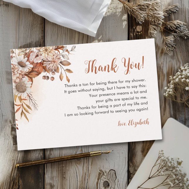 Cute Fall Boho Bridal Shower Tack Kort (Skapare uppladdad)