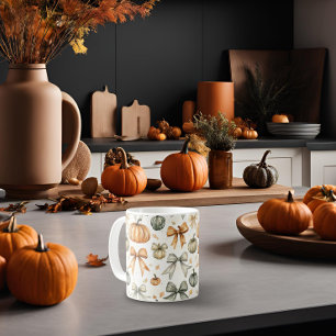 Cute Fall Bow Mönster Kaffemugg