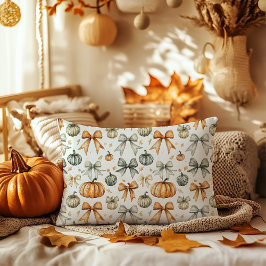 Cute Fall Bow Mönster Prydnadskudde