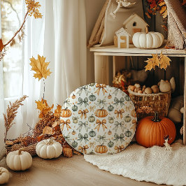 Cute Fall Bow Mönster Rund Kudde