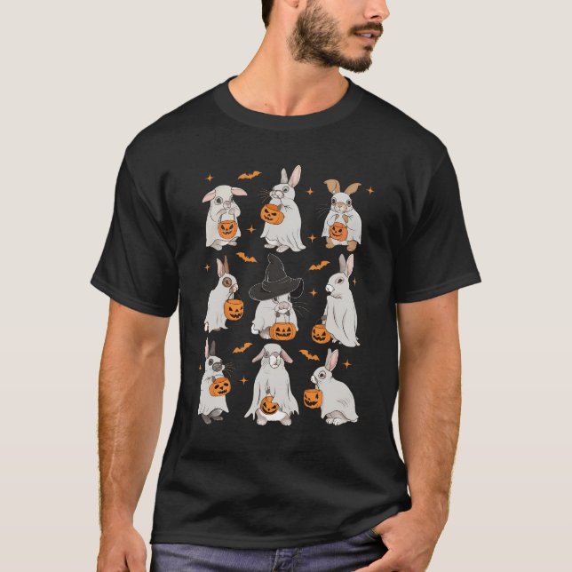 Cute Fall Bunny Ghost Costume Rabbit Älskare Spook T Shirt (Framsida)