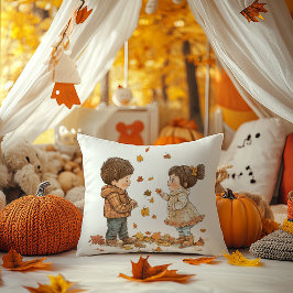 Cute Fall Children spelar Kudde