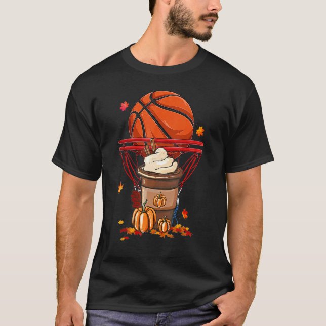 Cute Fall Coffee Pumpkin Spice Latte Basketball T Shirt (Framsida)