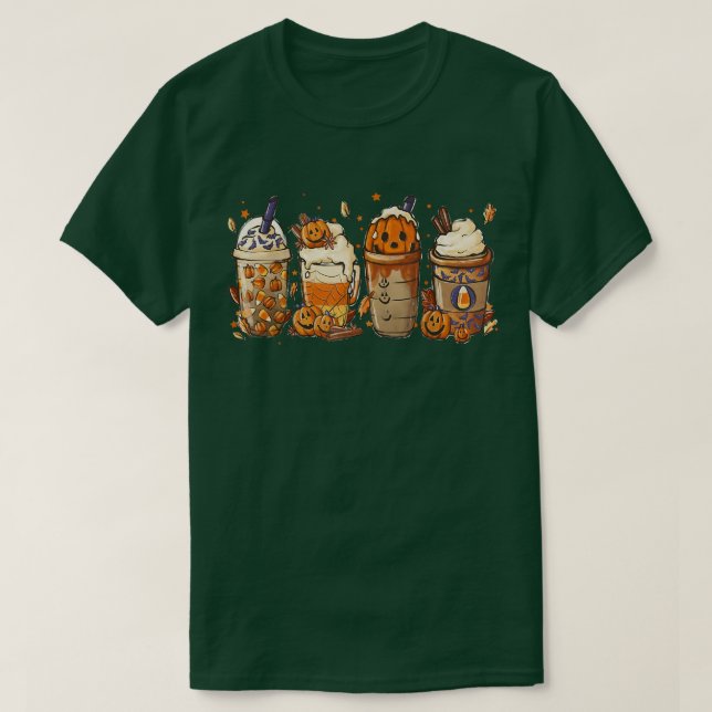 Cute Fall Coffee Pumpkin Spice Latte Iced Autumn H T Shirt (Design framsida)