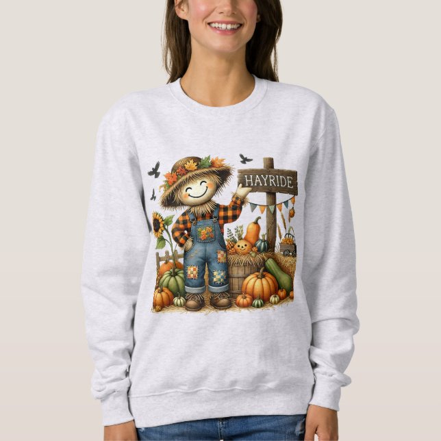 Cute Fall Fågelskrämma Dam Sweatshirt T Shirt (Framsida)