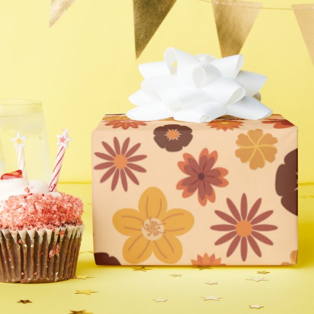 Cute Fall Flowers Höstfödelsedag - sömlösa Presentpapper (Födelsedagsfest)