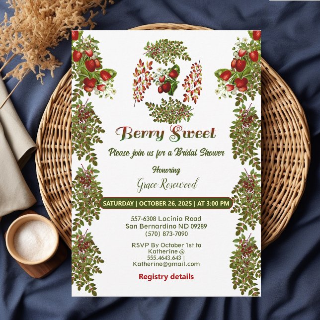 Cute Fall Foliage Autumn Berry Sweet Möhippa Inbjudningar (Cute Fall Foliage Autumn Berry Sweet Bridal Shower Invitation)