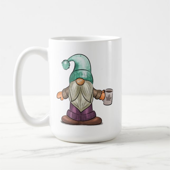 Cute Fall Gnome med kaffe Mugg (Vänster)