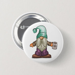 Cute Fall Gnome med kaffe Mugg Knapp