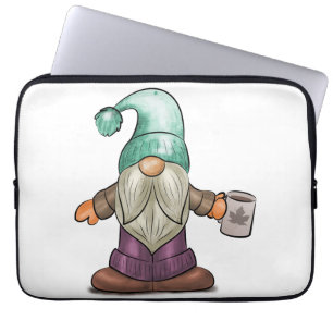 Cute Fall Gnome med kaffe Mugg Laptop Fodral