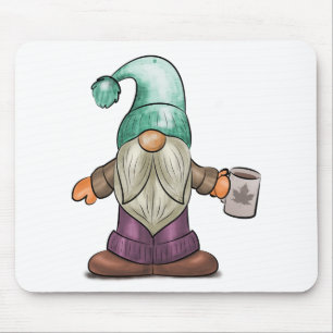 Cute Fall Gnome med kaffe Mugg Musmatta