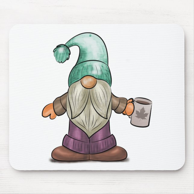Cute Fall Gnome med kaffe Mugg Musmatta (Framsidan)