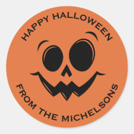 Cute Fall Halloween Jack o lantern Pumpkin Ansikte Runt Klistermärke