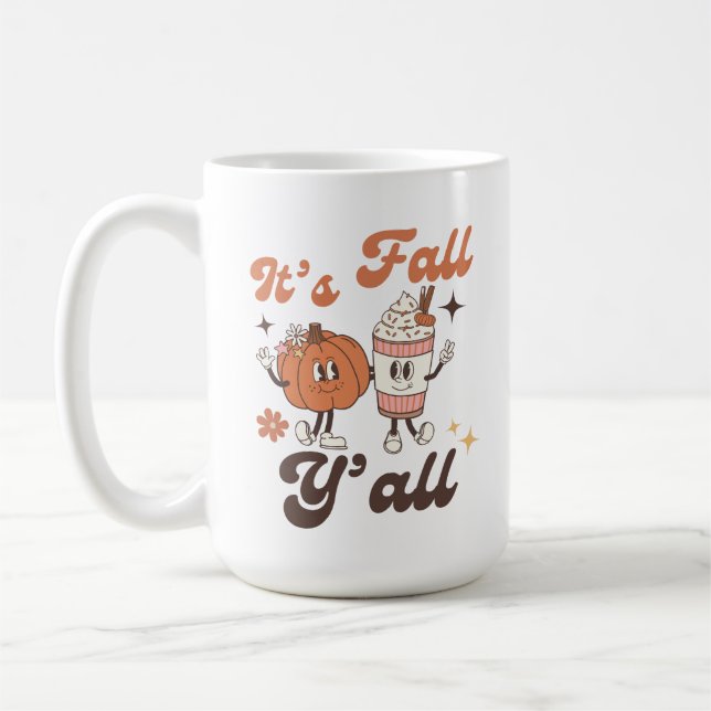 Cute Fall –  It’s Fall Y’all Kawaii Pumpkin & PSL  Kaffemugg (Vänster)