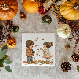 Cute Fall Kids Pappersservett